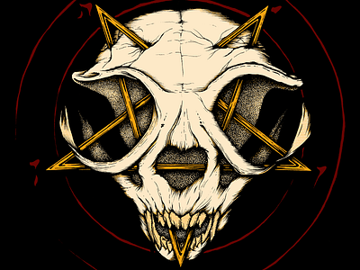 Catagram design drawing illustration metal band pentagram skull a day skull art