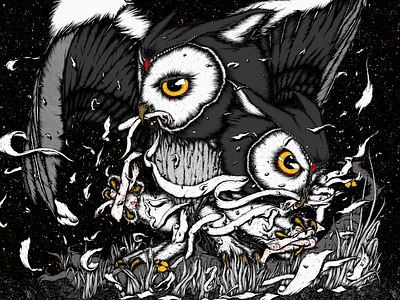 Otus - Murk Album Art animals bands bird design drawing gigposter halftones hand drawn illustration owl texture