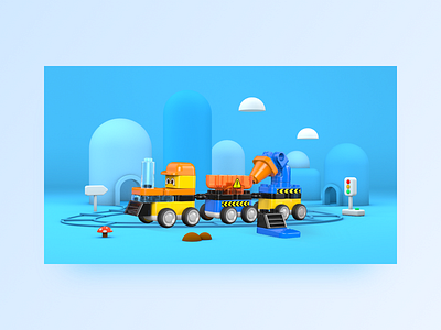 Trainset c4d paibloks toy trainset