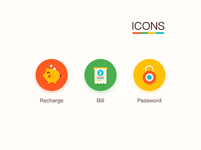 icon bill colour icon password recharge ui wallet