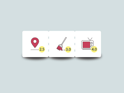 Hotel Facility Rating Icons amenities button cleanliness hotel icon illustration location rating set ui ux vector