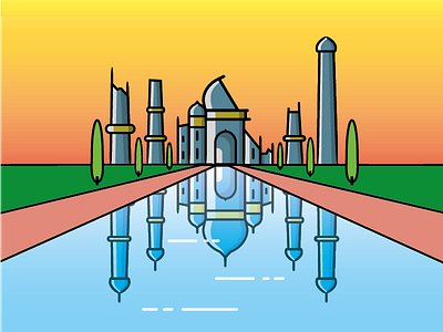 Tajmahal asia beautiful historic illustration india landscape monument taj tajmahal vector wonders