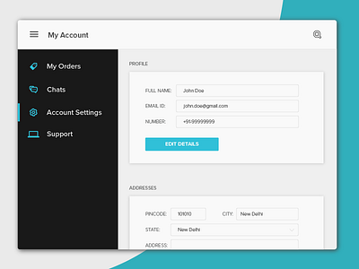 Settings #dailyui #007 account dailyui dashboard desktop screen settings ui ux