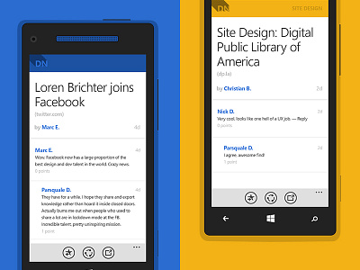 Designer News Articles - Windows Phone app application article feed metro news reader ui ux windows phone