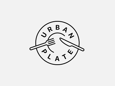 Urban Plate Logo blog branding eating flat food fork knife logo modern plate recipe simple