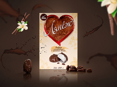 Packaging of Zephyr bobs cacao chocolate cocoa dessert drop packaging ribbon splash sweet vanilla zephyr