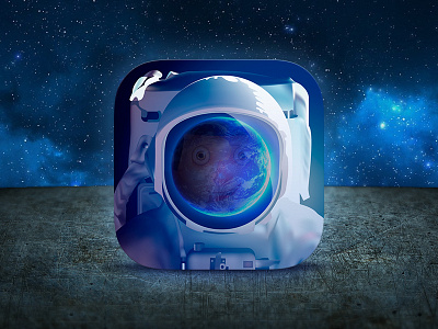Icon for game alien astronaut blue cosmos earth light planet space star