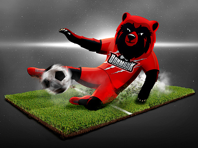 Mascot Of Football School ball bear black football grass mascot red school soccer