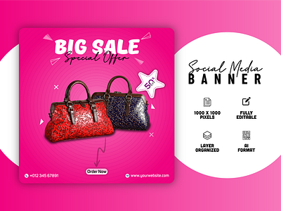 LADIES BAGS SALE BANNER | SOCIAL MEDIA POST bags design banner branding design elegant girl bag facebook post fashion bags female bags banner graphic design handbags banner illustration ladies bag sale banner logo mhshanto3311 photoshop social media social media post