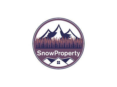 snow property house logo mountain tree