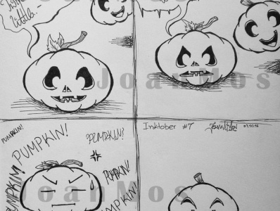 Pumpkin animation cartoon comic hand drawing illustration inktober