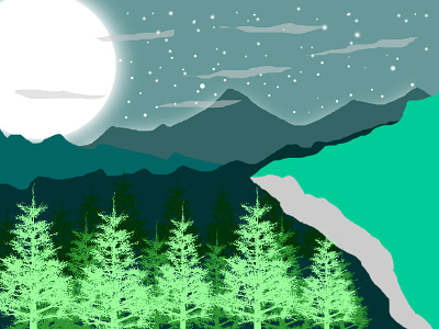 Mountain Ilustration graphic design green hill illustration ilustration moon vector mountain mountain ilustration mountain vector