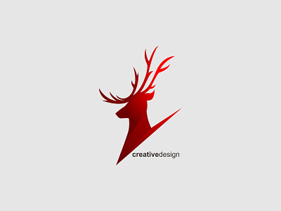 Deer siluet red logo animals branding christmas deer logo