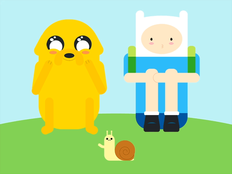 Sooo cute! adventure time animation finn flat illustration jake motion snail