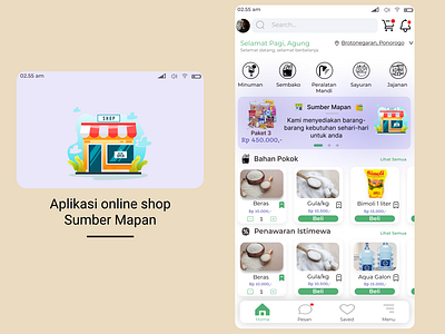 Online Shop "Sumber Mapan" Apps design e commerce ecommerce online onlineshop shop toko toko online tokoonline ui uiux ux