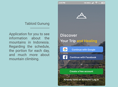 Information of indonesian mountain Apps "Tabloid Gunung" aplikasi application apps branding design e commerce graphic design gunung illustration indonesia mobile mountain online ui uiux user interface ux