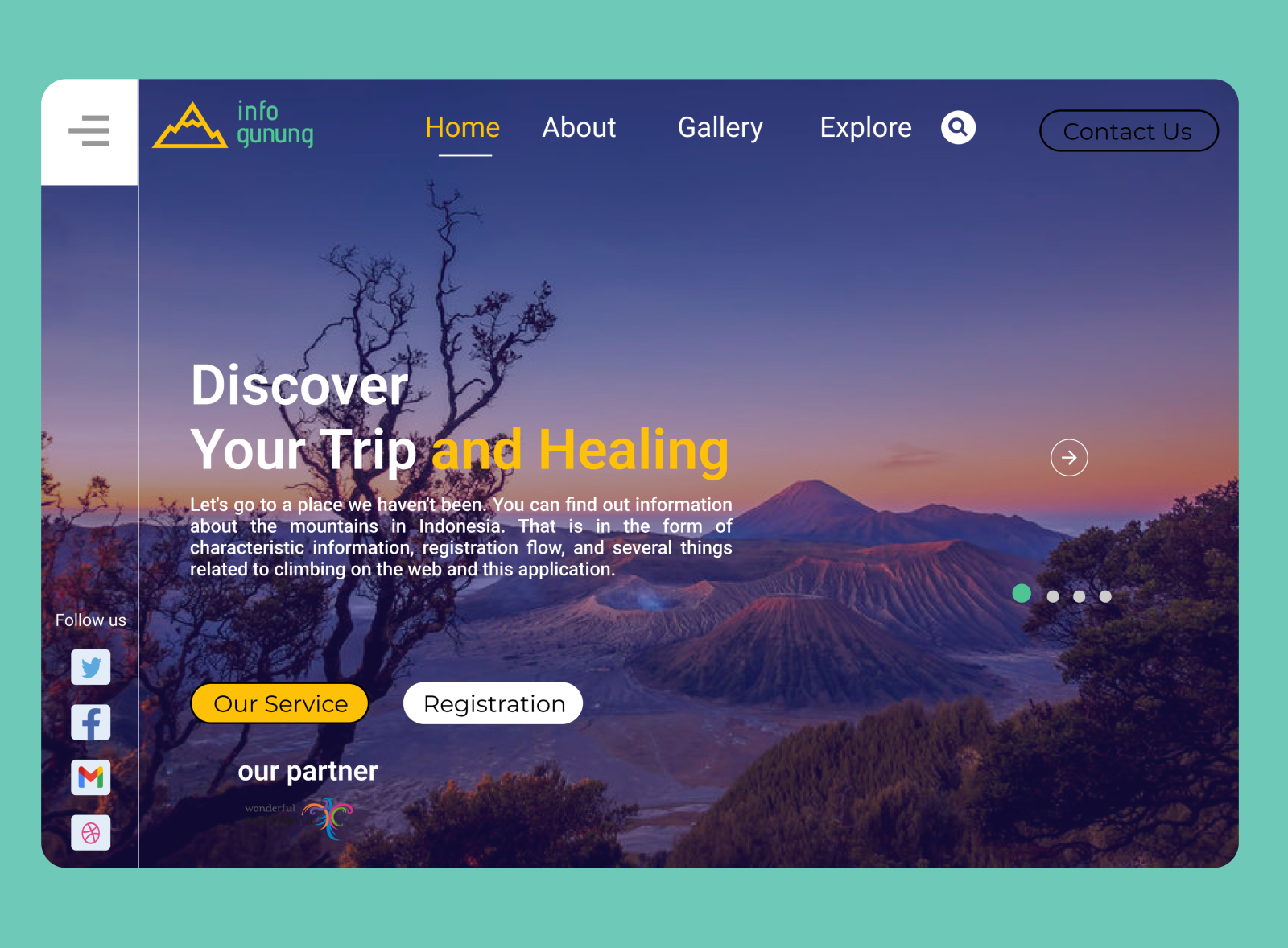 Mountain climbing Apps "Info Gunung" by Lukito Agung Waskito on Dribbble