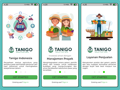 Tanigo Apps - Get Started agriculture branding design e commerce graphic design illustration online shop onlineshop ui uiux ux vegetables