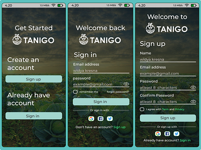 Tanigo Apps - Opening Page