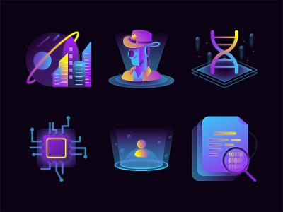 Cyberpunk style icons set app cyberpunk design electronic future game icon pack iconography icons icons set illustrations punk vector
