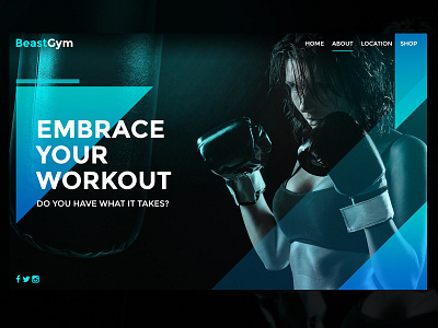 Gym Concept boxing fitness gradient gym homepage mma studio training ui ux website workout