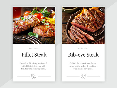 Menu Items app clean food menu mobile steak ui ux website