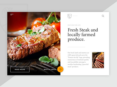 Fresh clean fresh homepage item page logo meat serif steak ui ux website