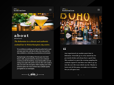 Cocktail Bar Mobile cocktails drink homepage mobile ui ux website