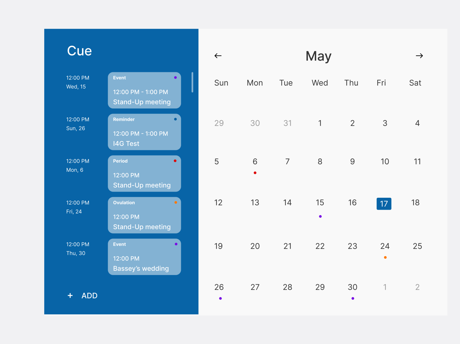 038 UI Daily Challenge Calendar. by Amarachi Roseline on Dribbble