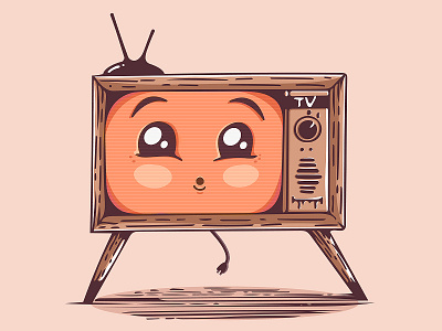 Kawaii TV character cute illustration kawaii orange tv vector