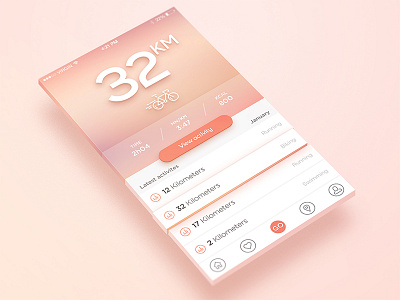 Appfit app bike challenge fitness interface ios pink running sport ui ux workout