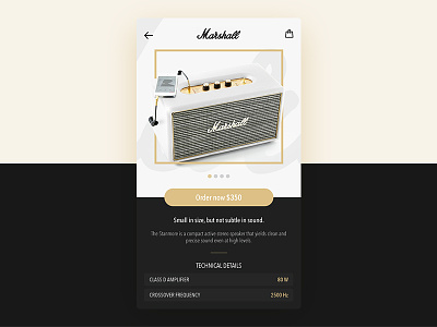 Marshall amps app design interface ios mobile music sound ui ux