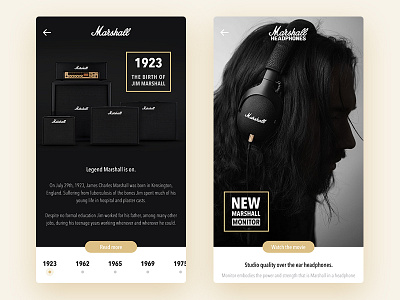 Marshall Rebound amps app design interface ios mobile music sound ui ux