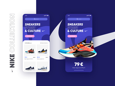 Nike collection app branding clean e commerce fitness inspiration interface mobile nike ui ux