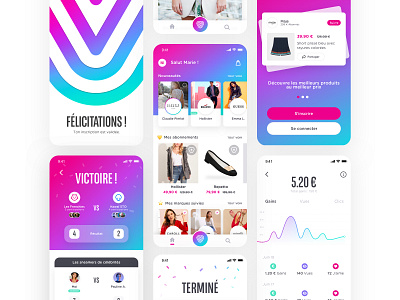 VPZ x1 app clean colorful e commerce gradient inspiration interface ios mobile pink ui ux