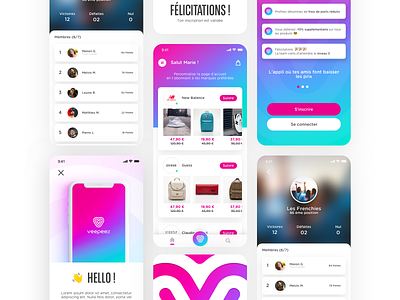 Veepeez app branding clean gradient gradient color inspiration interface ios mobile pink ui ux