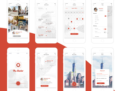 The Hunter Mobile App. #1 design grey minimalist mobile red ui ux white