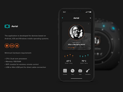 Armadillo introduction application dark design industrial iphonex music player ui ux