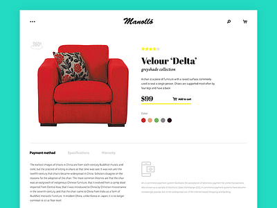 Manollo e-commerce product page design ecommerce flat icon shop ui ux vector web