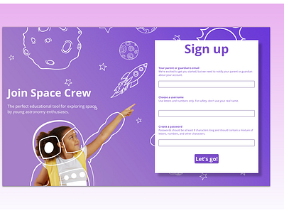 Space Crew- Sign up page