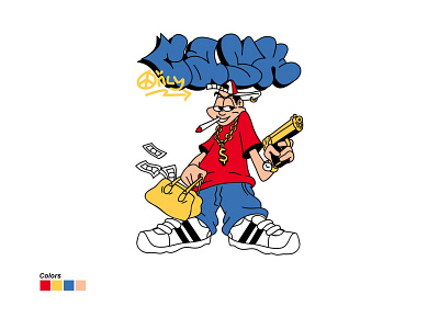 CA$H ONLY bad boy bootleg branding cash cash only crime design graffiti graphic design gun illustration logo money only peace pistol