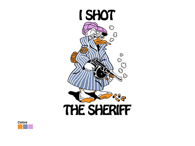 I SHOT THE SHERIFF bob marley bootleg branding dead design donald duck graphic design gun illustration logo peace sheriff shot