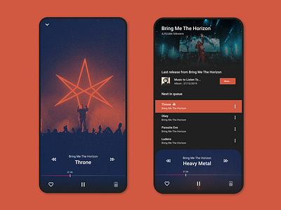 Daily UI #3: Music Player (variant) bring me the horizon design mobile mobile app mobile ui music player product spotify