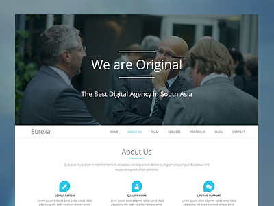 Eureka Single Page Website Design blue design landing page one page single page wordpress