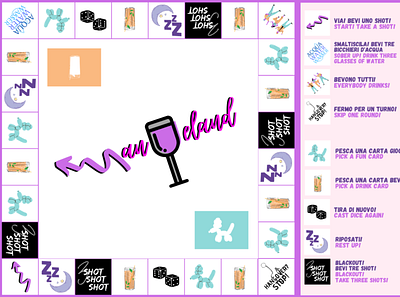 Drinking Game Board board game drinking game graphic design illustration monopoly