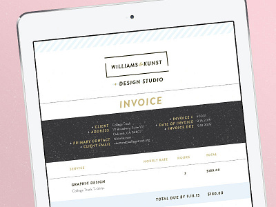 Williams and Kunst | Branding Invoice