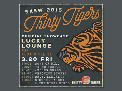 Throwback: SXSW Showcase Admat album art flat modern music retro script sxsw texture tiger vintage