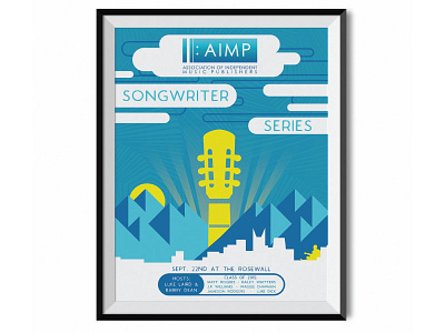 Songwriter Series Poster for a Publisher Conglomerate clouds guitar modern mountains nashville series skyline songwriter vector