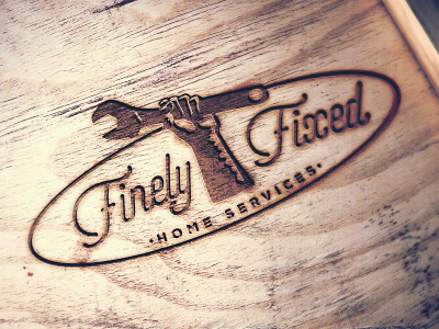 Home Services Company Branding and Logo fist hand mockup modern texture vintage wood wrench