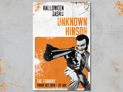 Halloween Poster glass gun halloween modern orange poster revolver texture unknown hinson vintage